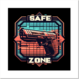 Retro safe zone guns club firearm Posters and Art